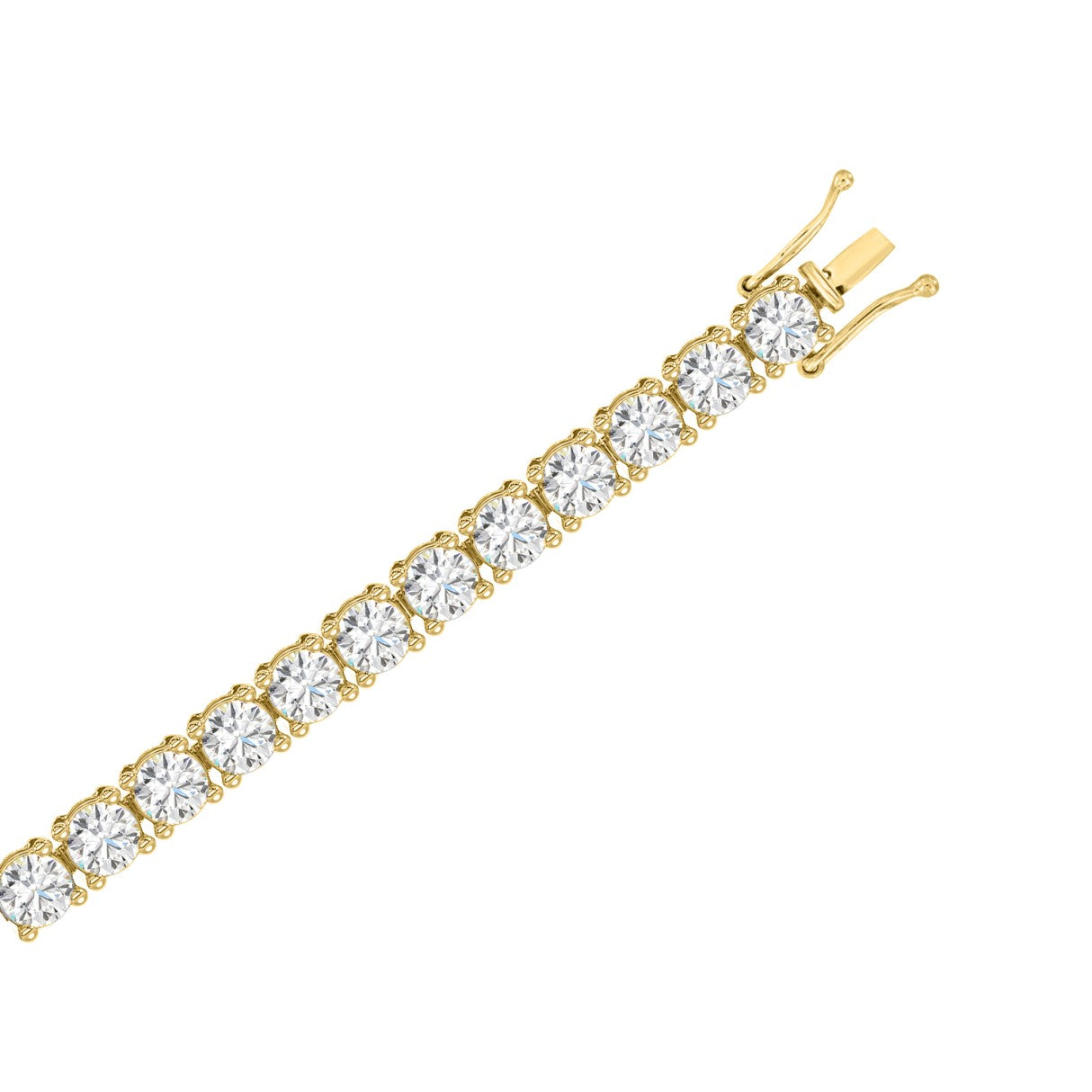 Basket 4 Prong Tennis Bracelet - 10K Yellow Gold - 3.21ct
