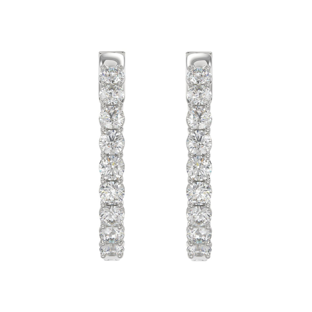 Lab Diamond Inside-Out Round Hoop Earring 10K White Gold - 10K White Gold - 3ct