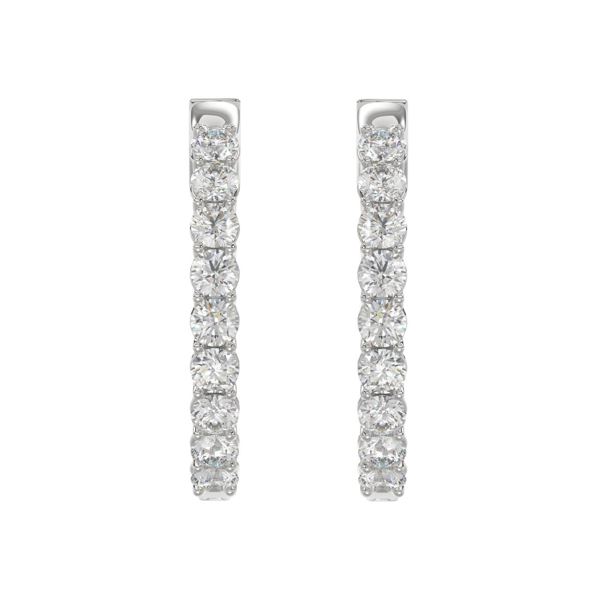 Lab Diamond Inside-Out Round Hoop Earring 10K White Gold - 10K White Gold - 3ct