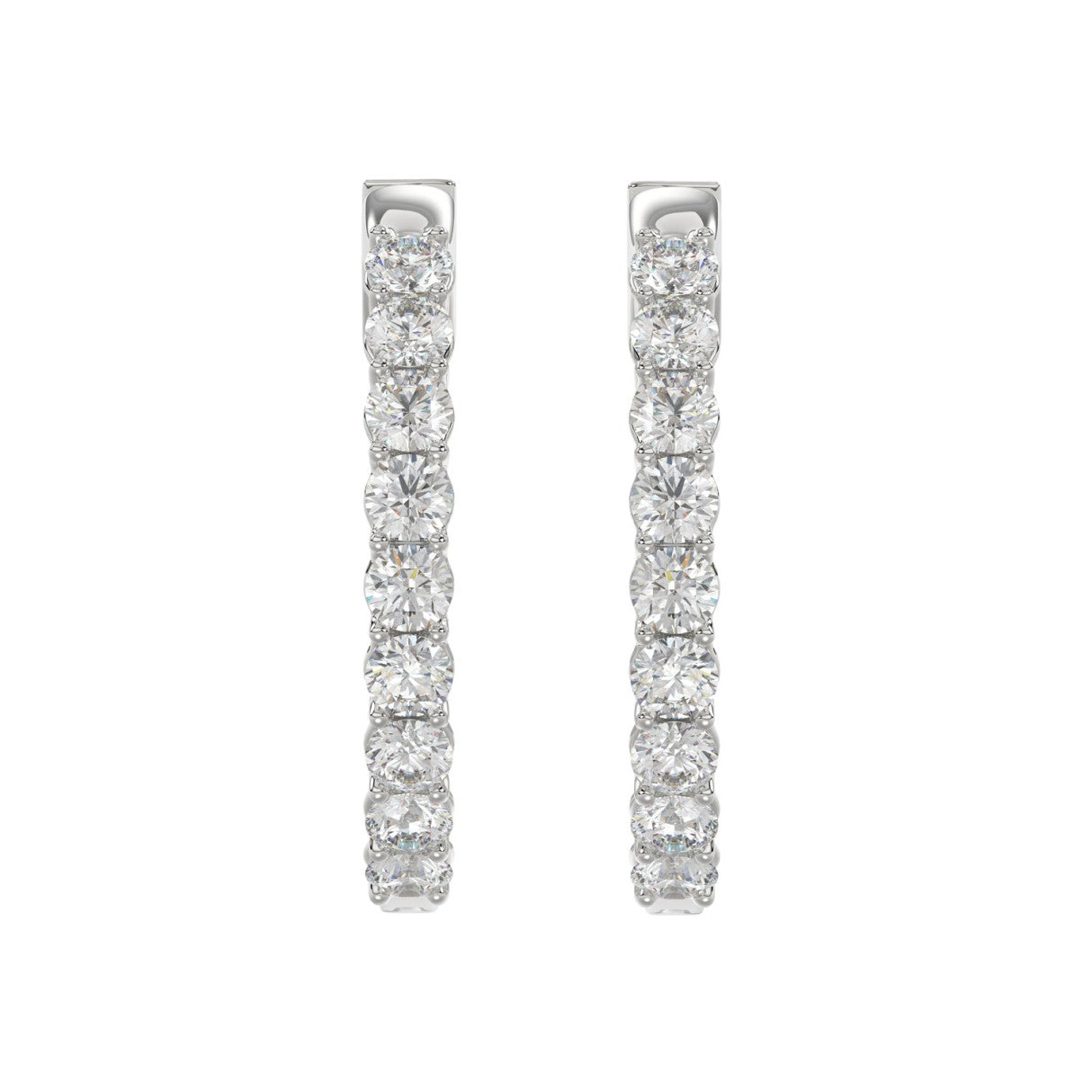 Lab Diamond Inside-Out Round Hoop Earring 14K White Gold - 14K White Gold - 5ct