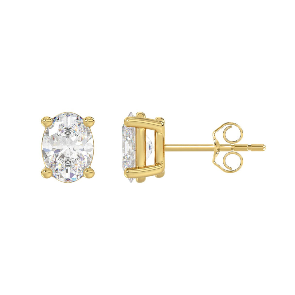 Lab Diamond 4-Prong Oval Stud Earring 14K Yellow Gold - 14K Yellow Gold - 2.5ct