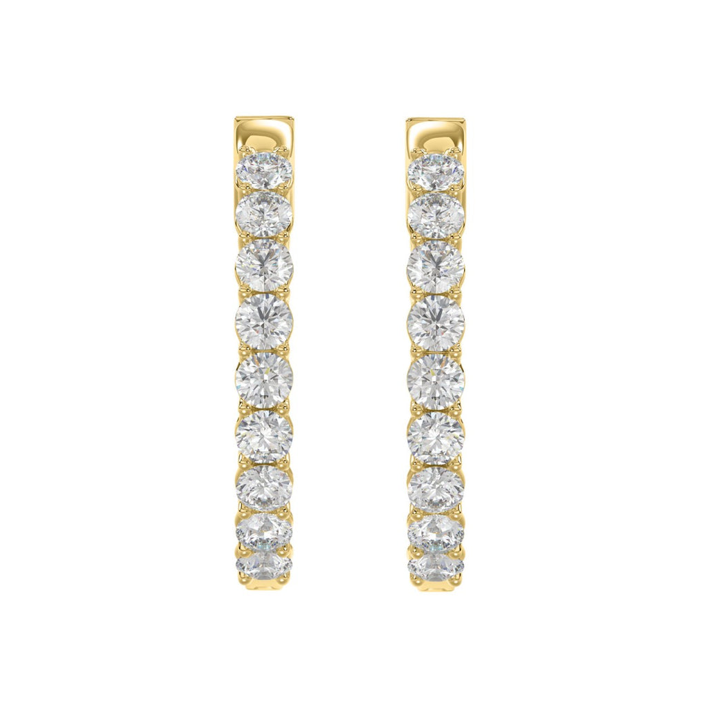 Lab Diamond Inside-Out Round Hoop Earring 14K Yellow Gold - 14K Yellow Gold - 5ct