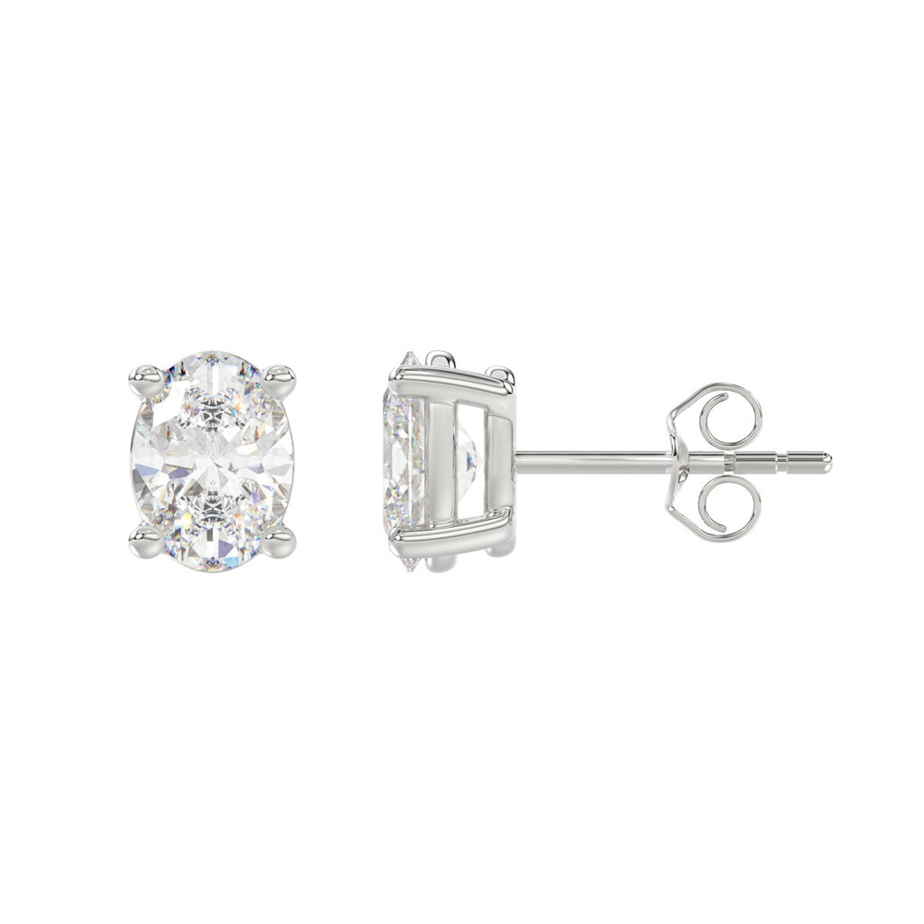 Lab Diamond 4-Prong Oval Stud Earring 10K White Gold - 10K White Gold - 2.5ct