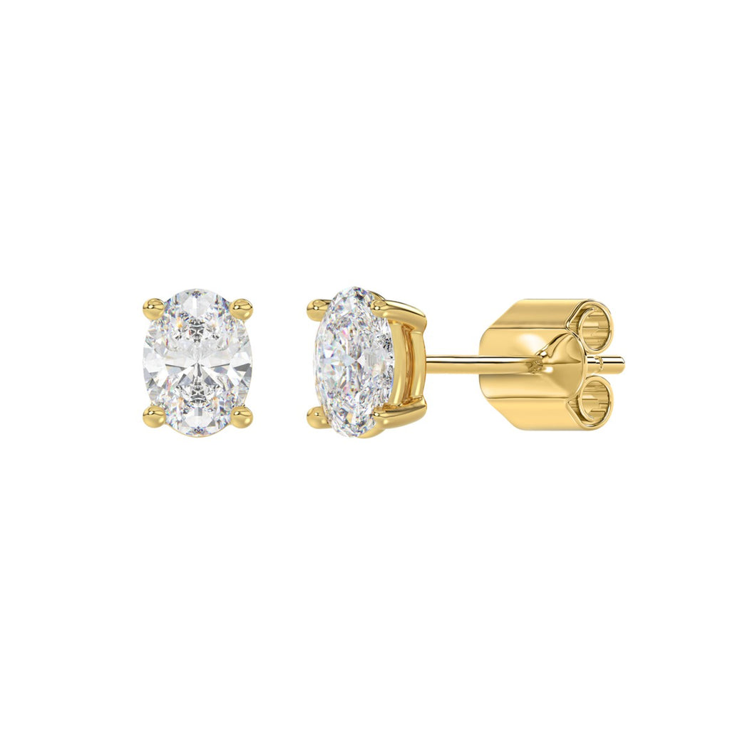 Lab Diamond 4-Prong Oval Stud Earring 14K Yellow Gold - 14K Yellow Gold - 1.5ct
