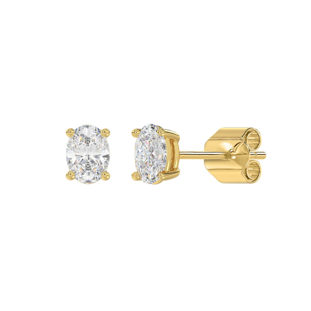 Lab Diamond 4-Prong Oval Stud Earring 14K Yellow Gold - 14K Yellow Gold - 1ct