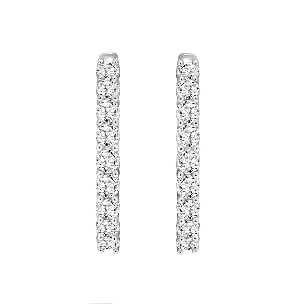 Lab Diamond Inside-Out Round Hoop Earring 14K White Gold - 14K White Gold - 7ct