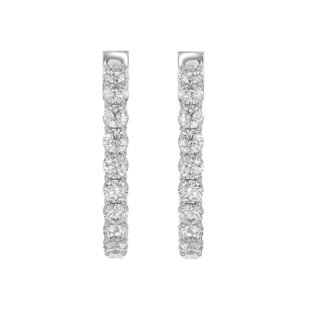 Lab Diamond Inside-Out Round Hoop Earring 10K White Gold - 10K White Gold - 5ct