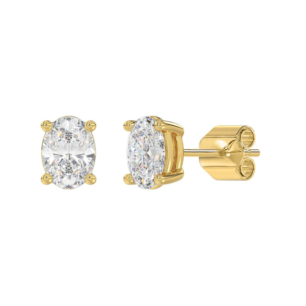 Lab Diamond 4-Prong Oval Stud Earring 14K Yellow Gold - 14K Yellow Gold - 2.5ct