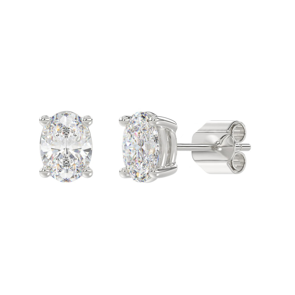 Lab Diamond 4-Prong Oval Stud Earring 14K White Gold - 14K White Gold - 2.5ct