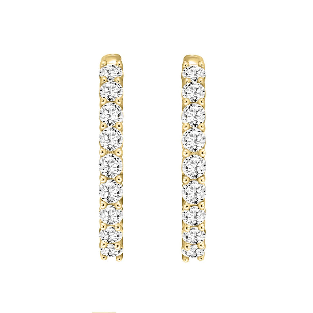 Lab Diamond Inside-Out Round Hoop Earring 14K Yellow Gold - 14K Yellow Gold - 7ct