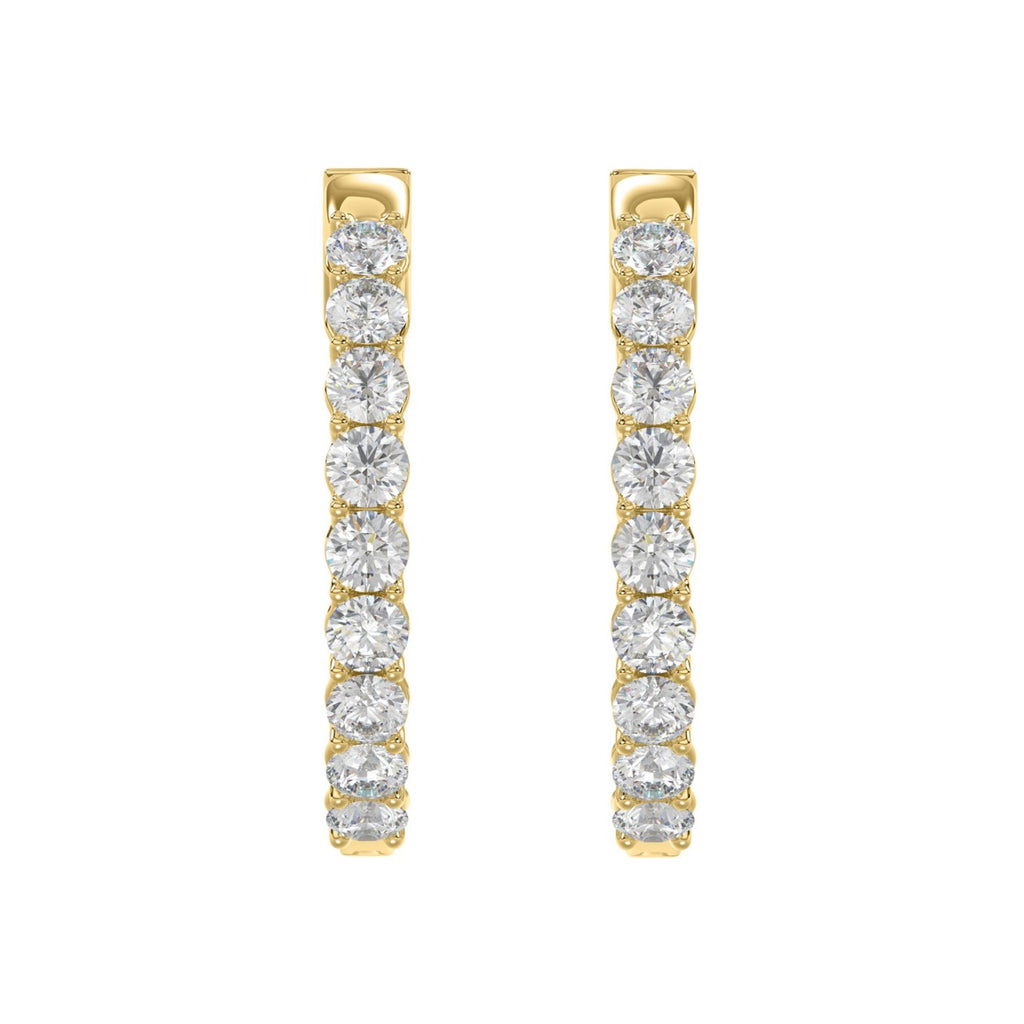 Lab Diamond Inside-Out Round Hoop Earring 10K Yellow Gold - 10K Yellow Gold - 3ct
