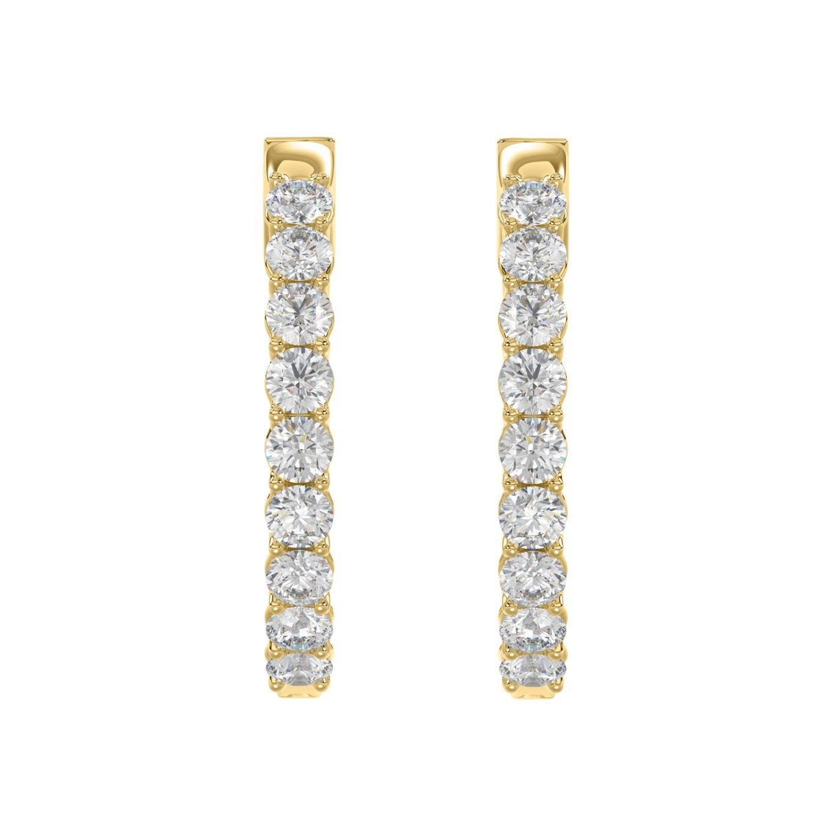 Lab Diamond Inside-Out Round Hoop Earring 10K Yellow Gold - 10K Yellow Gold - 3ct