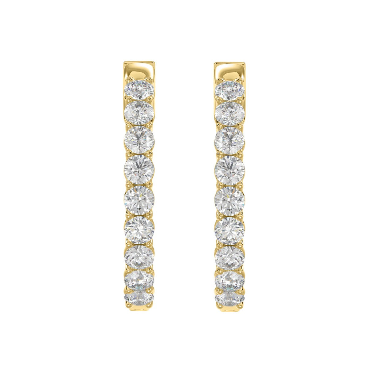 Lab Diamond Inside-Out Round Hoop Earring 10K Yellow Gold - 10K Yellow Gold - 5ct