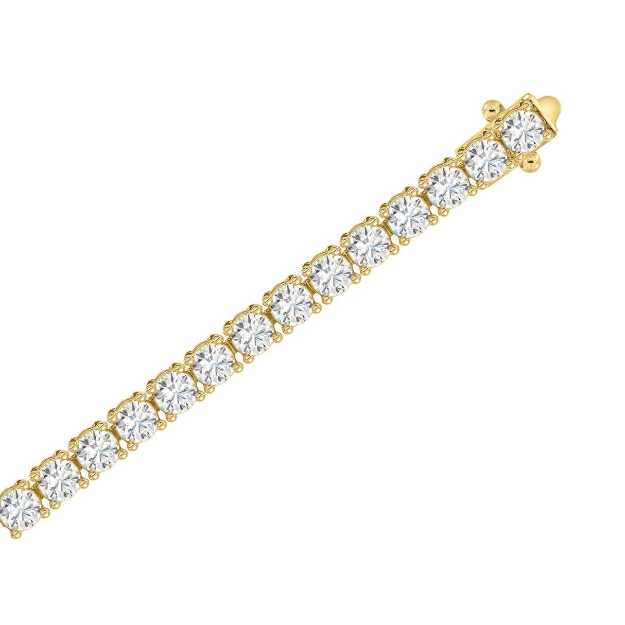 Basket 4 Prong Tennis Bracelet - 10K Yellow Gold - 2.79ct